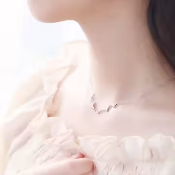 925銀飾×波浪V字晶鑽×鎖骨項鍊