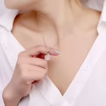 925銀飾×清透蘋果貓眼石×鎖骨項鍊