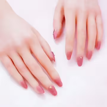 桃粉扇形水鑽亮面×穿戴式手指甲片×二十四入