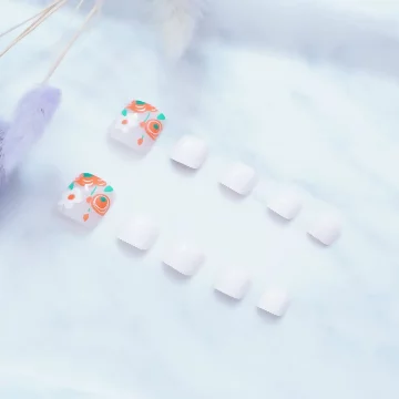 繽紛花朵白底亮面×穿戴式腳指甲片×二十四入.avif