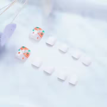 繽紛花朵白底亮面×穿戴式腳指甲片×二十四入