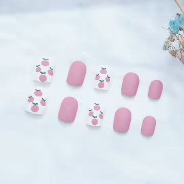 水蜜桃粉白霧面×穿戴式手指甲片×二十四入