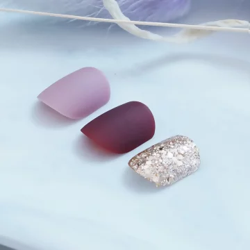 酒紅粉色金蔥霧面×穿戴式手指甲片×二十四入 .avif