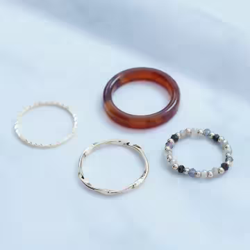 波西米亞串珠壓克力×四套件戒指組×共三色