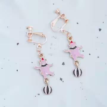 馬戲團小熊×吊墜螺旋耳夾×共二色