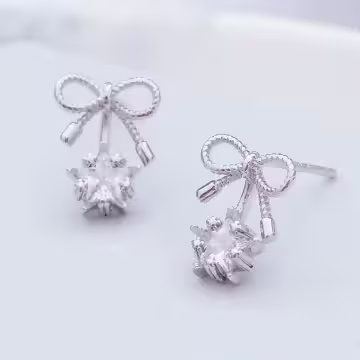 925銀針×星鑽蝴蝶領結×耳針