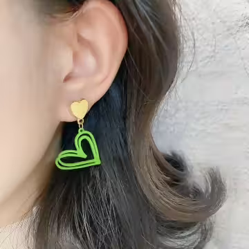 綠心小萌貓×不對稱三角耳夾