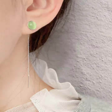 925銀針×翠綠半圓貓眼石×吊墜耳線.avif
