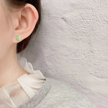 925銀針×翠綠半圓貓眼石×吊墜耳線.avif