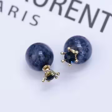 藍裂冰晶皇冠×後掛式耳環