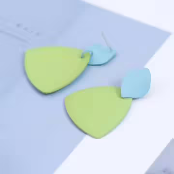 抽象綠葉雙色×吊墜耳環