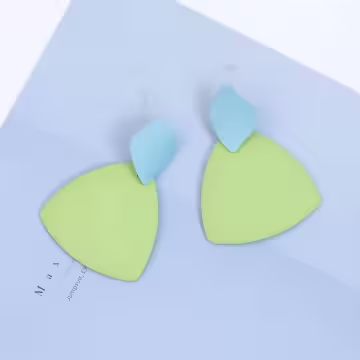抽象綠葉雙色×吊墜耳環