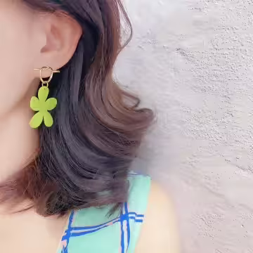 打結愛心小綠花&times;吊墜耳環