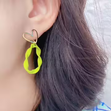 扭結綠圈圈愛心&times;吊墜耳環