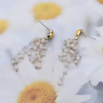 蛋黃珍珠小串流蘇×吊墜耳環