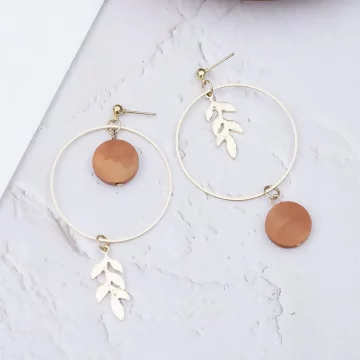圓形原木橄欖葉圓環×吊墜耳環.avif