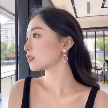 粉紅古典豪華珍珠×螺旋耳夾