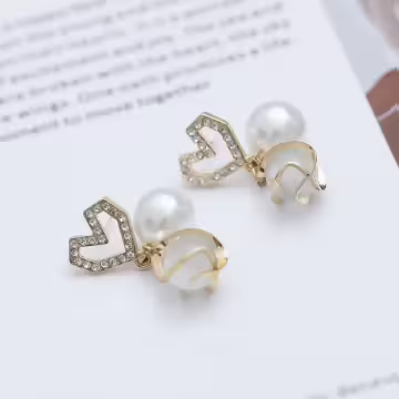 鑲鑽愛心雙珠琉璃×吊墜耳環