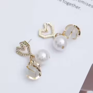 鑲鑽愛心雙珠琉璃×吊墜耳環