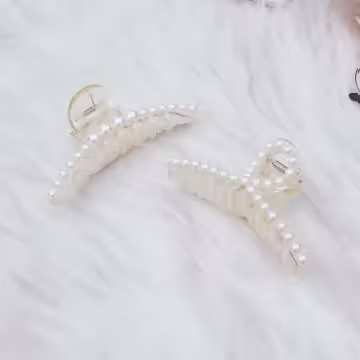 一字氣質珍珠×鯊魚髮夾