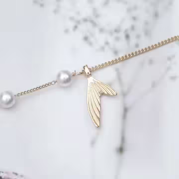 甜美魚尾半邊珍珠×項鍊