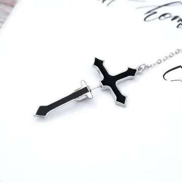 個性黑十字穿刺×單邊吊墜耳環.avif