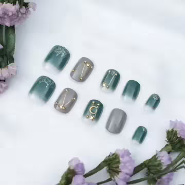 宇宙星象銀粉亮面×穿戴式手指甲片×二十四入