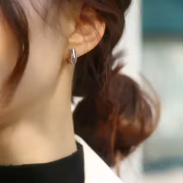 925銀針×不規則六角晶鑽×耳扣