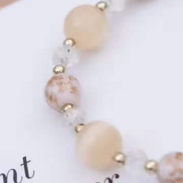 璨金琉璃橘晶粉殼花×固定式串珠手鍊