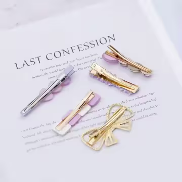 魅紫晶鑽蝴蝶結愛心×五套件髮夾組