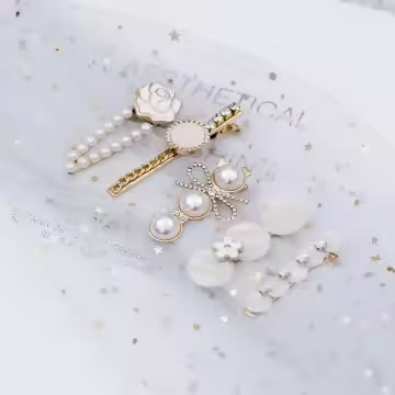 白玫瑰氣質晶鑽×五套件髮夾組