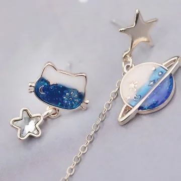 漸變色萌貓星球×不對稱吊墜耳環.avif
