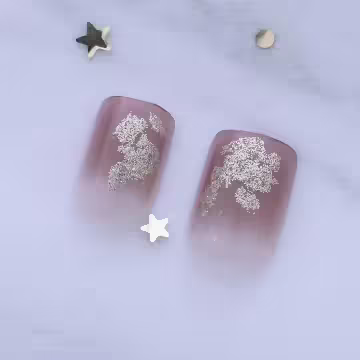 漸層粉璀燦金蔥亮面×穿戴式手指甲片×二十四入