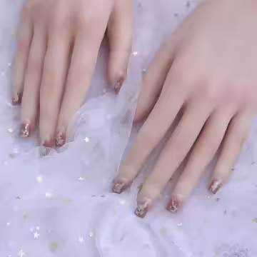 漸層粉璀燦金蔥亮面×穿戴式手指甲片×二十四入