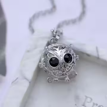 大眼貓頭鷹×薰香火山石×長項鍊