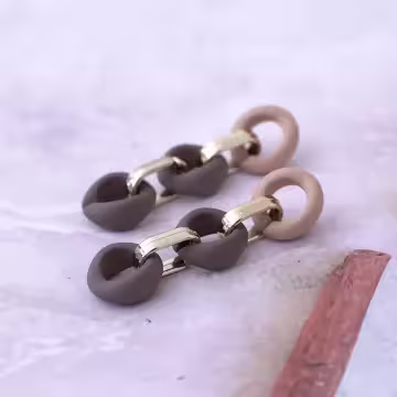 棕咖三環相扣×吊墜耳環