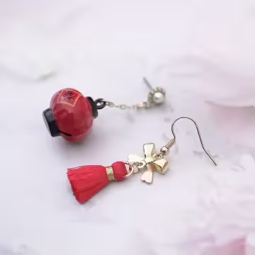 福到燈籠鈴鈴噹×不對稱吊墜耳環