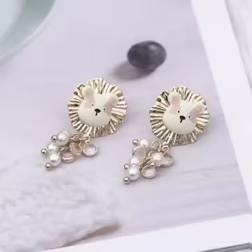 小熊串串珍珠×吊墜耳環