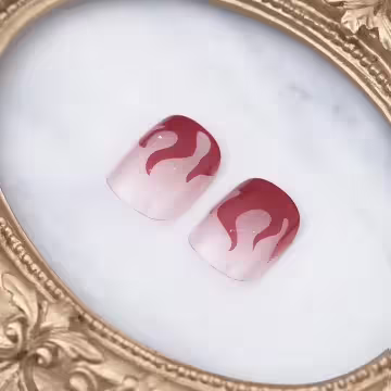 熱情紅火焰透粉亮面×穿戴式手指甲片×二十四入