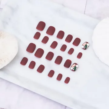 焦糖紅晶鑽寶石霧面×穿戴式手指甲片×二十四入 .avif