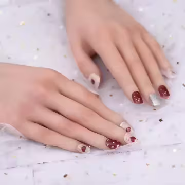 紅玫瑰愛心銀蔥亮面&times;穿戴式手指甲片&times;二十四入 