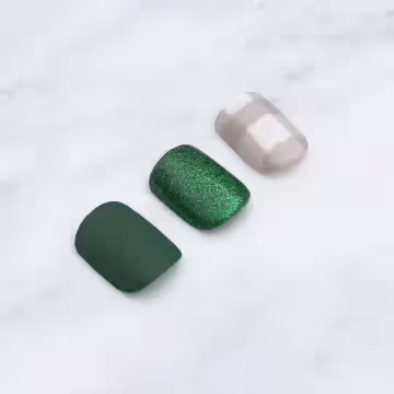 亮粉綠底灰格子霧面×穿戴式手指甲片×二十四入