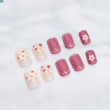 雪糕流心磚紅花朵亮面&times;穿戴式手指甲片&times;二十四入