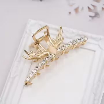 鹿角晶鑽貓眼石×鯊魚髮夾