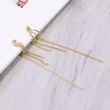 極簡圓珠垂鍊×蚊香盤U型耳夾