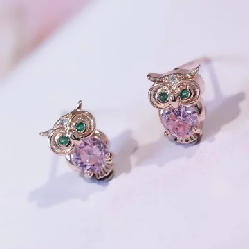 玫瑰金鑽貓頭鷹×吊墜耳環.avif