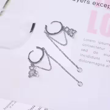 愛心鑽小熊&times;吊墜耳扣