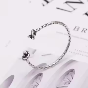 925銀飾×雙頭打結繩索×開口手環