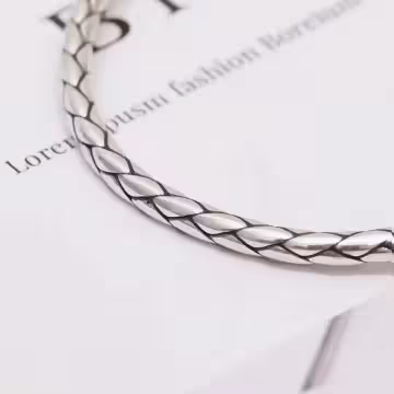 925銀飾×雙頭打結繩索×開口手環