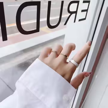 白寬扭結鍊條×三套件戒指組